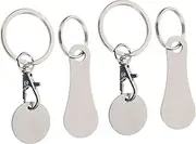 MAGICLULU 4pcs Stainless Steel Shopping Trolley Tokens Key Ring Coin Keychains for Release Lightweight and Portable Key Holders