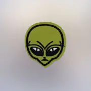 Bright Green Alien Patch - Iron Sew On - Embroidered Badge - Space Sci-Fi