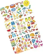 Generic 9 Sheets Hawaiian Summer Window Clings of Fruit Beach Decals for Home and Static Stickers for Doors and Walls Material