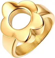 [Jude Jewelers] Stainless Steel Flower Open Karma Statment Promise Anniversary Ring