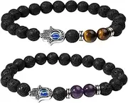 [EIGSO] 7 Chakra Diffuser Bracelets Set for Women Men Reiki Healing Meditation Lava Rock Stone Beads