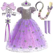 Rapunzel For Girls Purple Gowns Fancy Costume Kid Prom Evening Dresses Roleplay Frocks Rapunzel Sets 08 4Y Tag-120