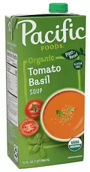 Pacific Foods Organic 100% Natural Gluten-Free Tomato Basil Soup, Vegan, 32 Oz