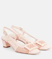 [Roger Vivier] Roger Vivier Belle Vivier 45 crochet slingback pumps AU 7 pink