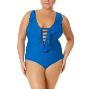 Terra and Sky Women's Plus Solid Tricot Cage One Piece 5X 32W-34W