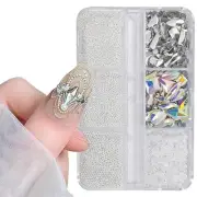 6 Grids 3D Nail Art Charms Nail Micro Caviar Beads Rhinestones for Silver