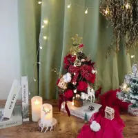 在飛比找momo購物網優惠-【KIRA與花花藝】PE法式質感聖誕樹/中-聖誕紅/桌上聖誕