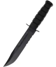 KA-BAR 1214 Full Size Fighting Knife Black Combo Blade Kraton G Handle w Sheath