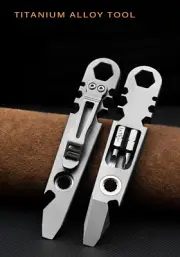 TC4 Titanium Crowbar Pry Bar Wrench Spanner Bottle Opener Clip Outdoor EDC Tools