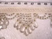 E6111 ~ CLEAR TEARDROP DRAPERY BEADED FRINGE TRIM 4"