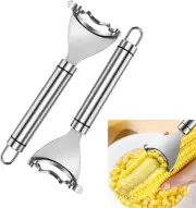 2PCS Corn Peeler,Corn Stripper Cob Tool,Stainless Steel Planer Cutter Thresher