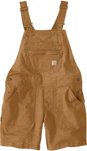 Carhartt Rugged Flex Relaxed Fit Canvas Ladies short Dungarees, brown, Size M for Men