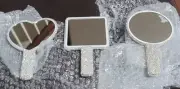 shiny rhinestone mirrors, set of 3, heart, square, circle, sparkles