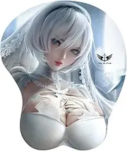 3D Anime Gaming Mousepad, Ergonomic Mouse Pad with Wrist Support Rest, Mousepad Gel Wrist Rest Memory Foam Non-Slip Pain Relief for Computer Home Office KG Alpha NieR Automata 2B