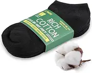 [Hot Feet] Women's Cotton No Show Socks - 5 Pack Ladies Ankle Footies - Low Cut Moisture Wicking Socks in White & Black