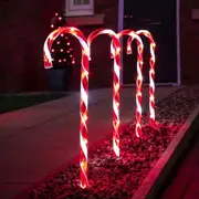 4 PCS 40 LED Red Solar Candy Canes Christmas Garden Lights
