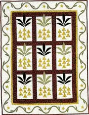 PINEAPPLE PLANTATION -- VINTAGE STRIP/ APPLIQUE QUILT PATTERN