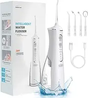 Electric Dental Flusher Handheld Dental Cleaner Portable Dental Beauty Meter Home Oral Cleaning Water Floss Care (【 New L8】 English - Pearl White)