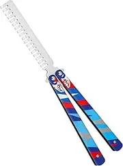 Butterfly Comb, Stainless Steel Folding Practice Combs, 3D Color Printing Tactical Butterfly-Open Pattern Trainer for Sport Outdoor Use (Blue)