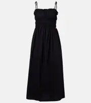 [Melissa Odabash] Melissa Odabash Ophelia smocked cotton midi dress AU 10 black