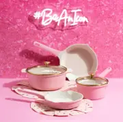 Paris Hilton Clean Ceramic Nonstick Cast Aluminum Cookware Set , Pink