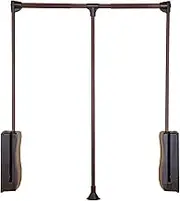 Adjustable Closet Rod for Hanging Clothes Pull Down Closet Rod Wardrobe, for Cabinet Inside Width 21"~47"Adjustable Width,Brown,550to660mm