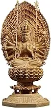 Buddha Statue Guanyin, Thousand Arms Goddess Solid Wood Statue Feng Shui Wooden Statues for Decors