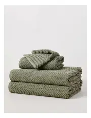 [Vue] Essentials Diagonal 4pc Towel Packs in Hedge Green