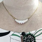 Avon 1981 Gatsby Choker Necklace White Lucite Signed Egyptian Revival Jewelry
