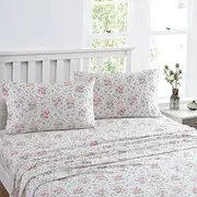 [Laura Ashley] Lilian Cotton Sateen Sheet Set, Coral, King