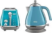 [De'Longhi] Icona Capitals Breakfast Collection, Bundle Includes 2-Slice Toaster and Electric Kettle, Lisbon Azure