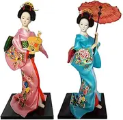 12" Kimono Geisha Doll, Japanese Kimono Doll Geisha Figurine Ornaments Gift Art Craft Collection/Gift,#04,2pcs/4202 (Color : #020, Size : 2pcs)
