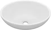 vidaXL Ceramic Basin, Oval Shaped, Matt White Finish, Luxury Design, Ideal for Bathroom/Kitchen/Workplace, 40x33cm