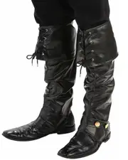 Black Faux Leather Boot Covers