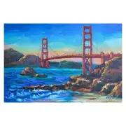 Yana Rafael "Homage to the Golden Gate" Hand Signed original painting canvas