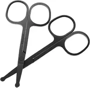 ASAKKURA 2pcs Stainless Steel Nose Hair Trimming Scissors with Rounded Grooming Shears for Men and Women Portable Facial Hair Maintenance Tool for Travel