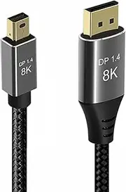 CY Mini DisplayPort to DisplayPort Cable, Mini DP to DP, 4K 8K DisplayPort Cable for Video PC Laptop TV (2.0M)