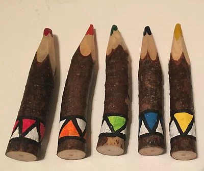 Hand Crafted Tree Branch Carved Crayons, Children's Crayola Crayons Art Supplies