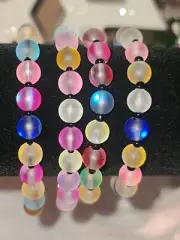 Handmade Glass Beaded Bracelet, Flash Colors, Iridescent, 2 Options