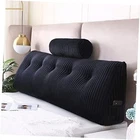 Wedge Headboard Pillows + Head Roll Pillow Bed Wedge Queen:59x8x20 Inches Black