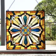 Tiffany-Style Mission Stained Glass Window Panel Suncatcher Arts & Crafts