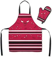 Northwest NBA Chicago Bulls Apron & Oven Mitt Set, 24" x 28" Apron, 8" x 12" Mitt, Press