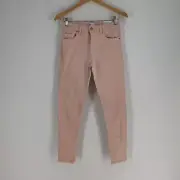 NEW Zara womens denim jeans size 8 skinny fit pink stretch mid rise cotton043073