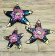 Lot of 3 Sun Southwest Handcrafted Mexican outdoor Hammered Metal Wall Art
