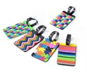 5pcs Colorful Tetris Pattern Rubber ID Tags Business Card Holder for Luggage ...