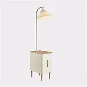 Indoor Floor Lamps Side Table with Lamp Combo with LED Bulb, Bedside Reading Lamp, Modern End Table with Floor Lamp for Bedroom, Living Room, Office Standing Lamp(Beige)