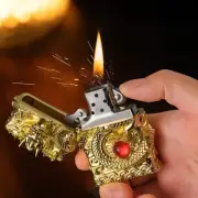 Windproof Cool Zippo Lighter Retro Dragon Gas Grinding Wheel Novelty Lighter