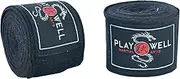 Playwell Boxing Stretch Cotton Black Hand Wraps - 4 Meter Long