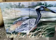 Ceramic Tiles Mural/Backsplash 12 Tiles Florida Coastal Herons Paul Brent signed