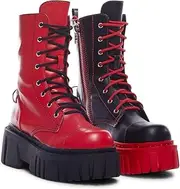 [Dolls Kill] Devil Games Mismatched Combat Boots - Red
